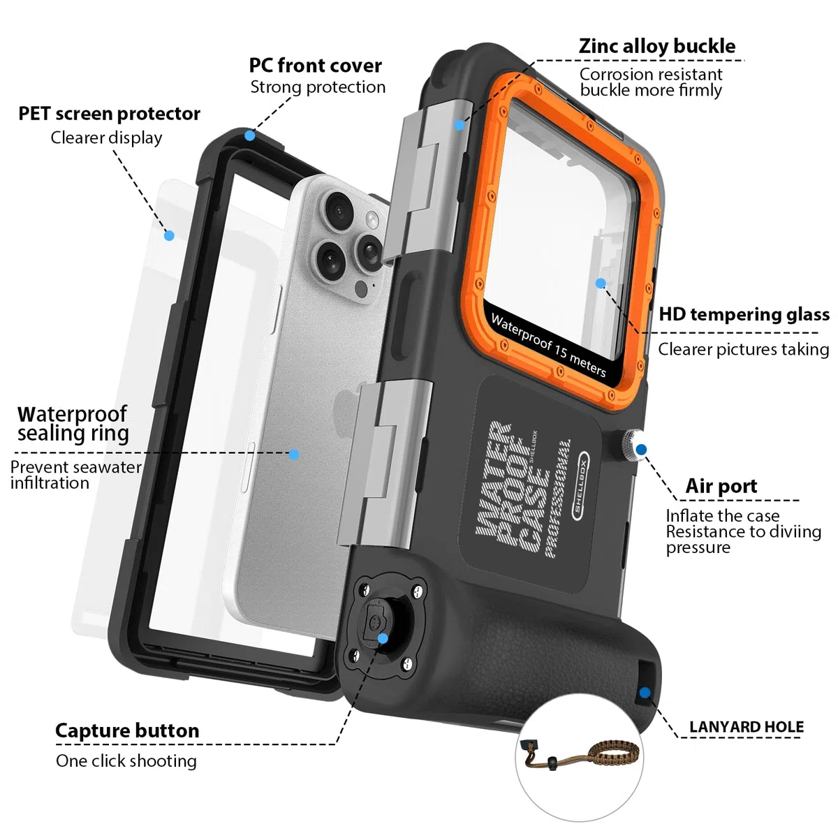 Custodia Impermeabile Smartphone IPX8 Porta Custodia Cellulare Impermeabile Universale Custodia Subacquea Sacchetto per iPhone 17 Air 16e 13 14 15 16 17 Pro 13 14 15 16 Plus 13 14 15 16 17 Pro Max