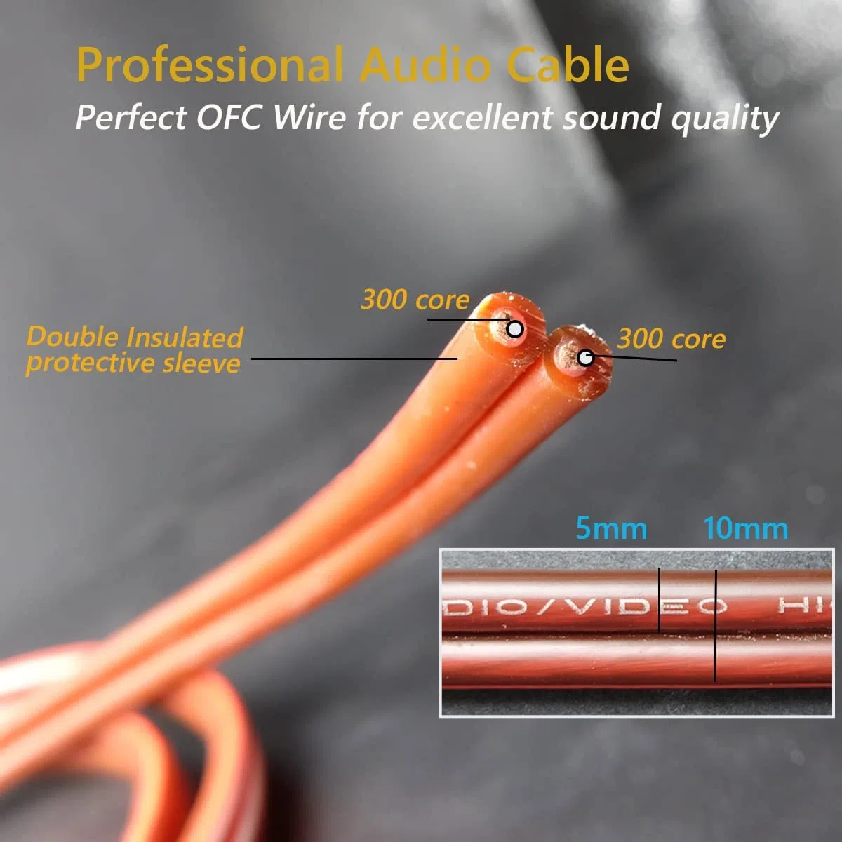 WF - 2 cavi a banana HIFI OFC in rame puro di alta qualità, spina a banana dorata da 2 m, maschio a maschio, 600 fili, 14 AWG, per altoparlanti audio, sistema home theater HIFI (2 m)