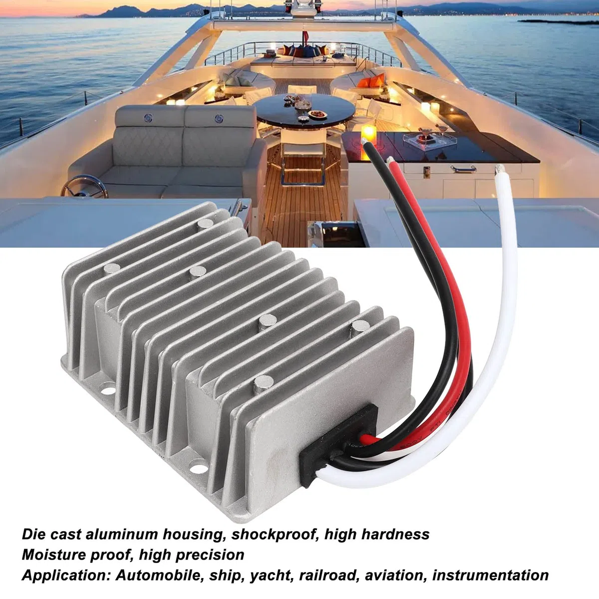 Aramox Convertitore Riduttore di Tensione, Regolatore Convertitore di Tensione da 24V a 13,8V 40A 552W IP68 Impermeabile per Automobili Navi Yacht Strumenti Ferroviari