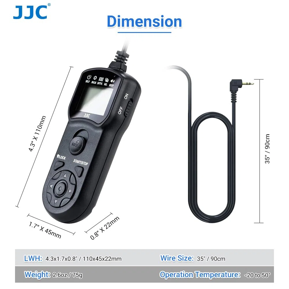 JJC Telecomando Intervallometro Scatto Remoto LCD Timer con Treppiedi Morsetto per Canon EOS R50V R100 R6 R6II R7 R8 R RP R10 800D 750D 700D 650D 200D 100D 1200D 1100D 80D G1X G3X Sostituzione RS-60E3