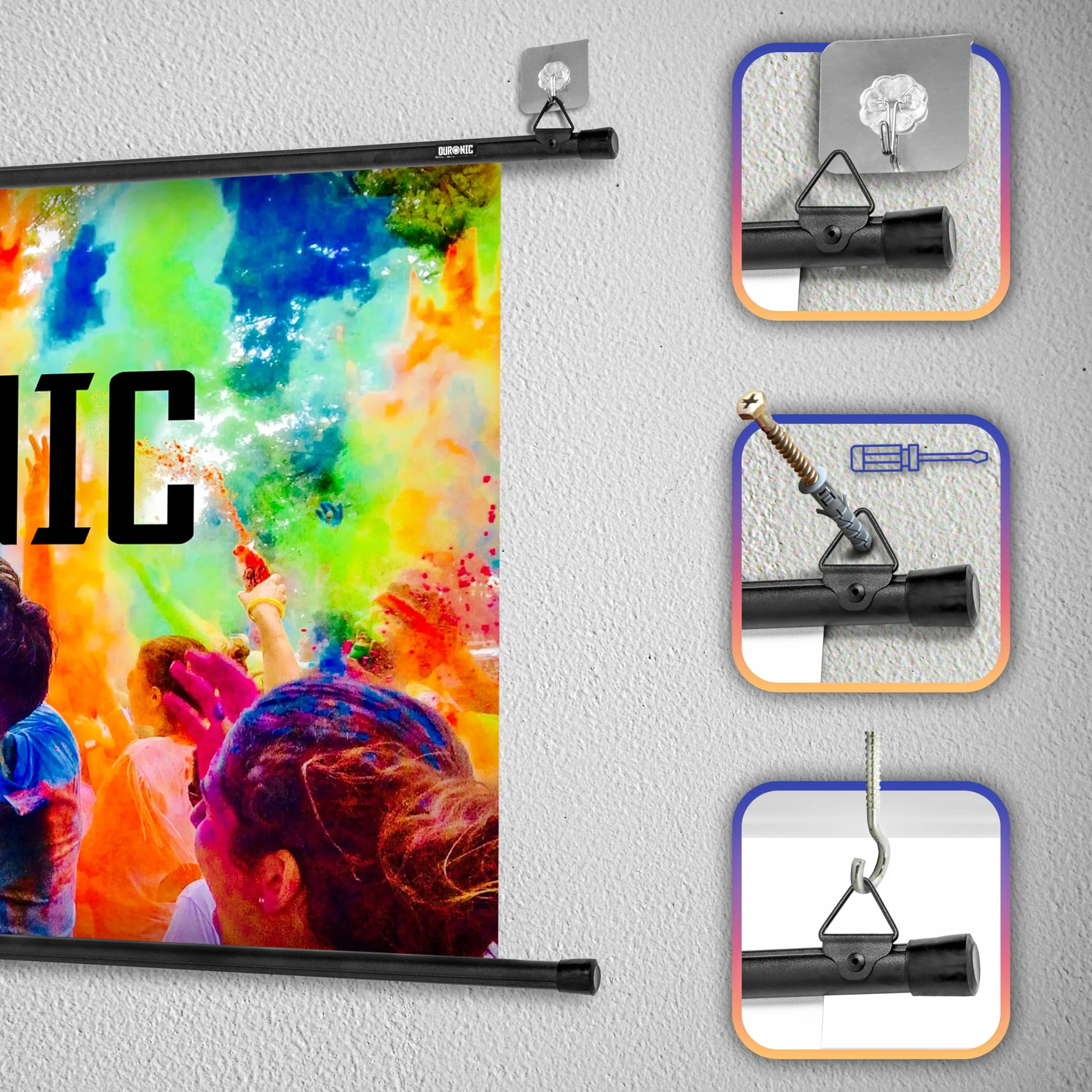 Duronic BPS60/43 - Schermo di proiezione HD da parete semplice da montare a parete, per scuola, teatro, cinema, casa, schermo da 60 pollici -4:3, bianco opaco (dimensioni: 122 x 91 cm)