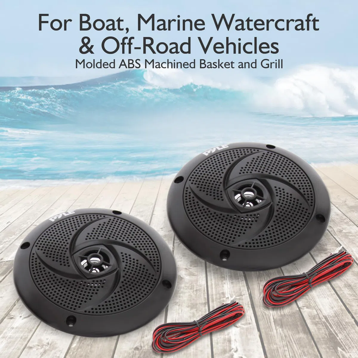 Pyle Altoparlanti marini impermeabili a basso profilo, 240 W, 16,5 cm, a 2 vie, 1 paio, stile sottile, impermeabili e resistenti alle intemperie, sistema audio stereo per esterni, per barca,
