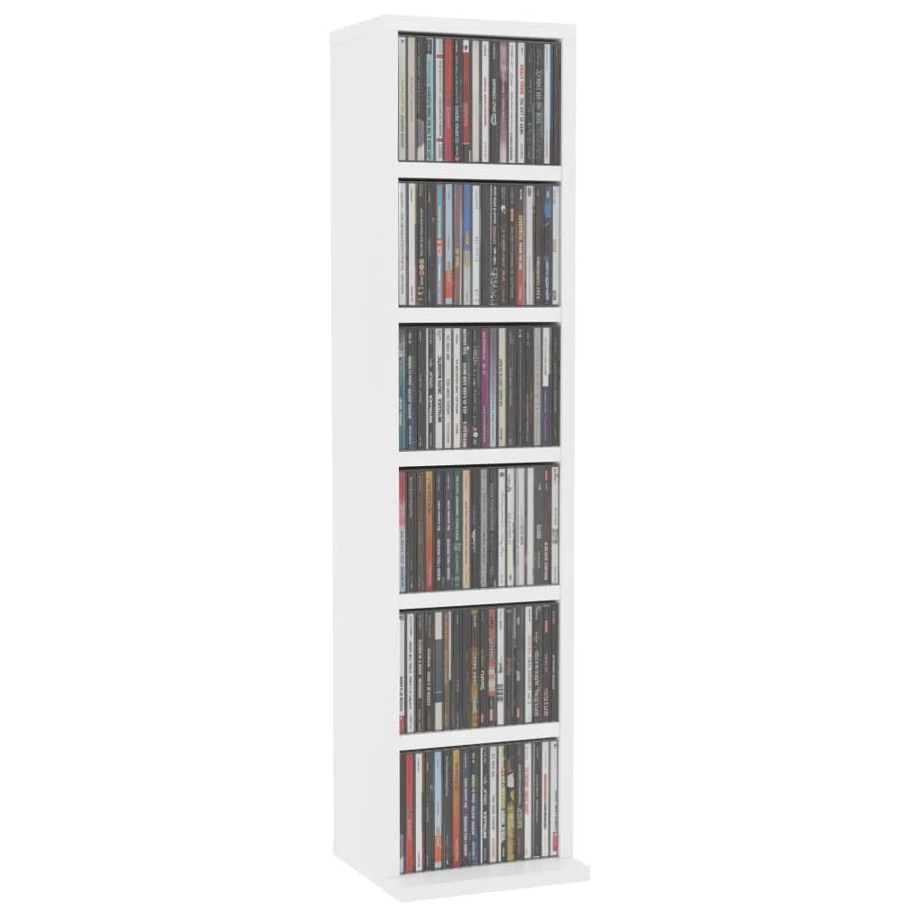 Generico Mobile Porta CD Bianco 21x20x88 cm in Legno Multistrato Mobili, Armadietti e portaoggetti (7,72KG)