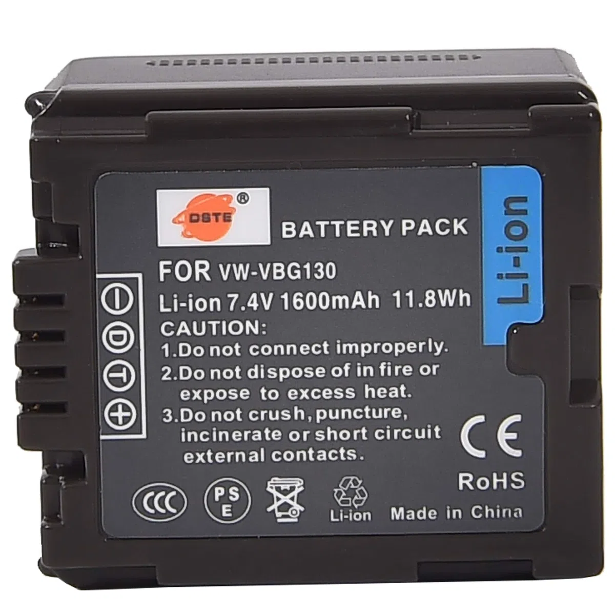 DSTE VW-VBG130 - Set di 2 batterie agli ioni di litio e caricabatterie micro USB, compatibile con Panasonic AG-HMC150 HMC153MC HMC70 HMR10 HMR10A HMR10E HMR10P HSC1U HDC-DX1 DX1-S DX1EG-S DX1GK