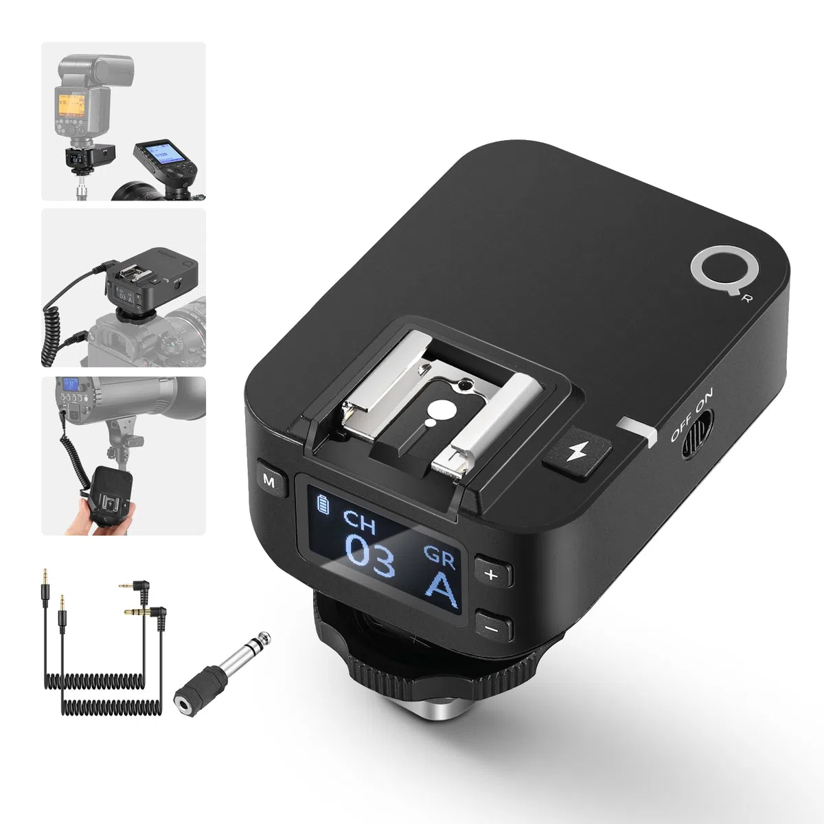 NEEWER Ricevitore di Flash Wireless QR 2,4G per NEEWER Trigger QPRO-C, QPRO-N, QPRO-S, Contatto Singolo con Porta Sinc 2,5mm, Filettatura 1/4", Compatibile con Godox Aputure NEEWER Vision4 ML300W S101