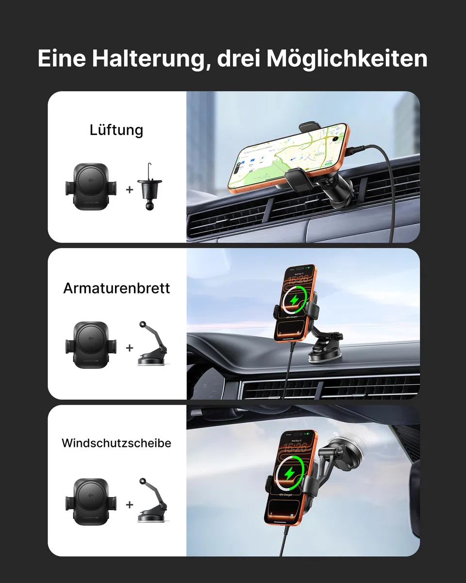 INIU Caricatore Wireless Auto Qi2 15W, Ricarica Rapida Wireless Ultra Magnete, Caricatore Supporto Magnetico Telefono Auto con Gancio Metallo Mani Libere per iPhone 17 16 15 14 13 12 Pro Max Air etc