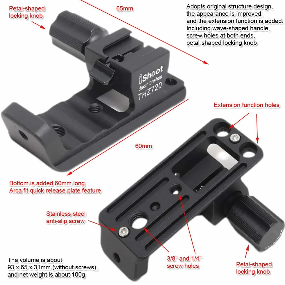 iShoot - Supporto di ricambio per treppiede, compatibile con Nikon Nikkor Z 70-200 mm f/2.8 VR S, staffa di supporto per obiettivo con coda di rondine Arca Fit