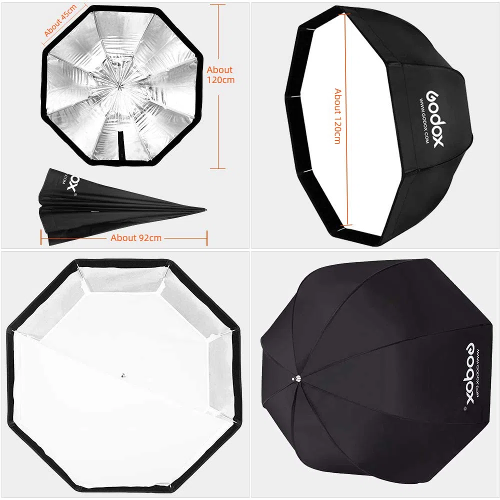 GODOX 120 cm / 47.2in Portatile Softbox Ottagonale Ombrello Riflettore per Studio Photography Speedlite Flash
