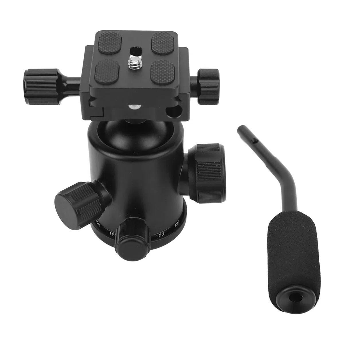 Testa del treppiede, piastra a sgancio rapido 3 manopole di regolazione 1/4 "testa della fotocamera 3/8" per sparare