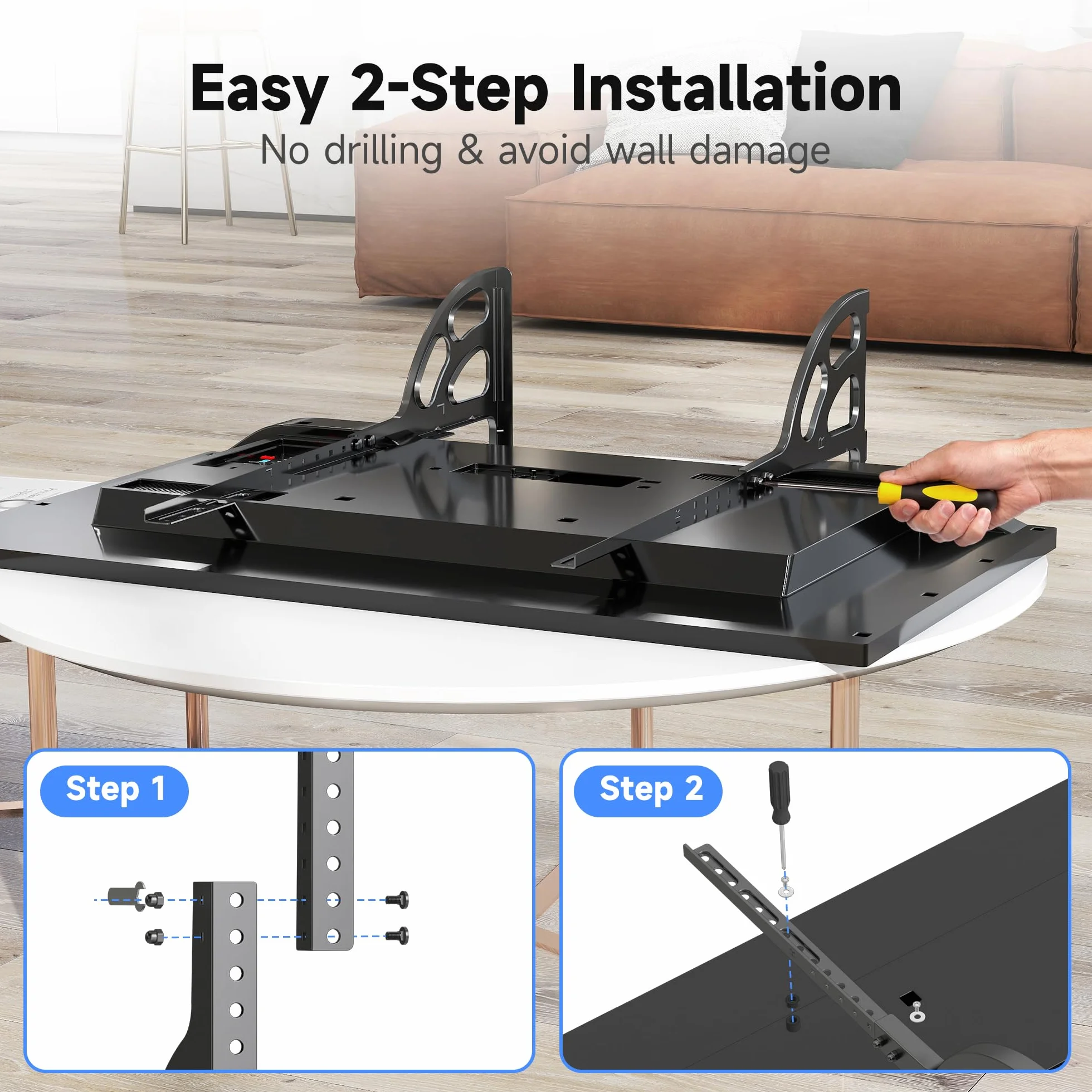 XINLEI Supporto TV universale per TV da 22 a 85 pollici, base in metallo anti-oscillazione, piedini di ricambio robusti e regolabili, VESA max. 1000 x 500 mm, capacità di carico di 55 kg ML1760E
