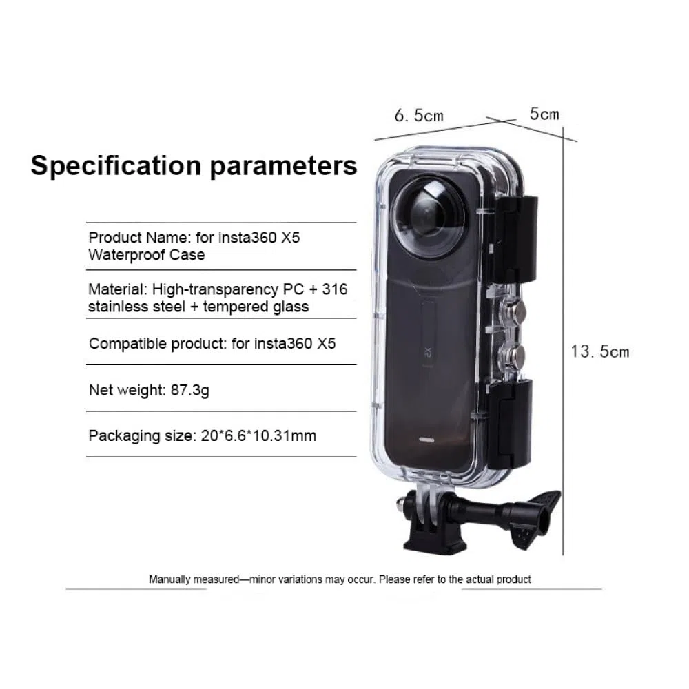 Custodia subacquea da 45 m per Insta 360 X5, custodia impermeabile per Insta 360 X5, accessorio invisibile per immersioni subacquee (PC)