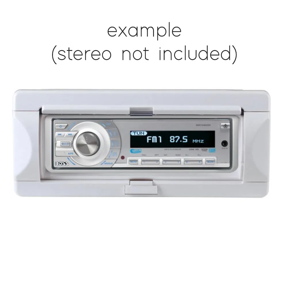 KIT SET PER BOSS AUDIO SYSTEMS MRC10 1 contenitore marino per stereo o autoradio 1 din, impermeabile e resistente all'acqua e al sole, per barca piscina, bianco, 1 pezzo