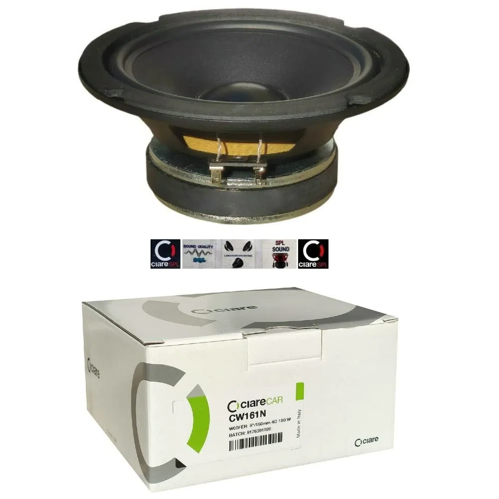 1 altoparlante CIARE CW161N diffusore woofer da 16,50 cm 165 mm 6,5" da 80 watt rms e 180 watt max 4 ohm sospensione in gomma, 1 pezzo + 5 sticker omaggio