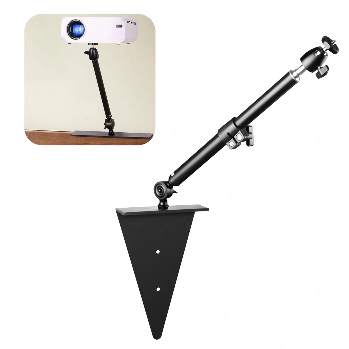 Supporto per Proiettore, Supporto per Proiettore Senza Foratura per Letto e Divano Lunghezza Supporto Regolabile 33-45 Cm Supporto da Parete in Metallo con Regolazione Multi-Angolo Compatibile con Z6X